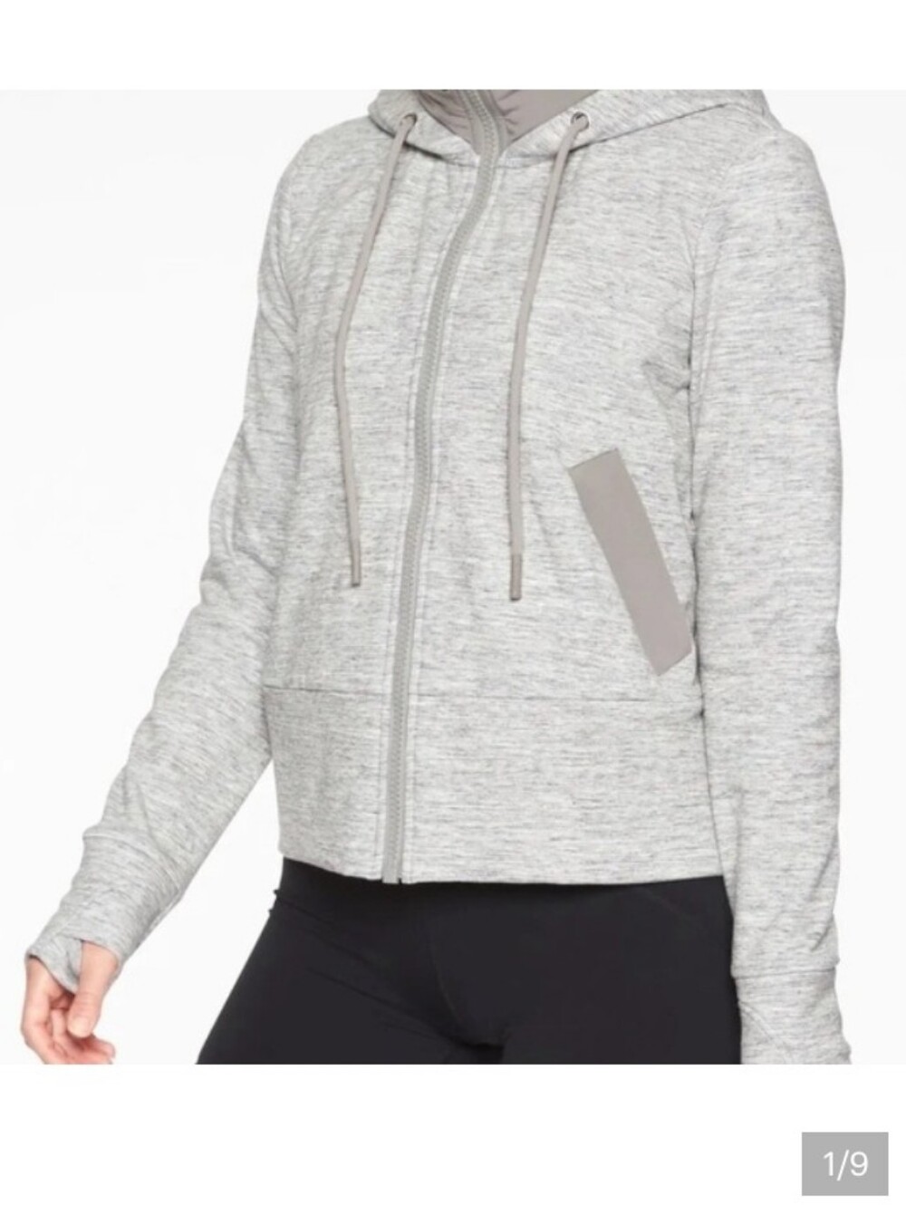 Athleta Victory Primaloft Full Zip-Up Hoodie Sweatshirt Heather Grey Fleece Line